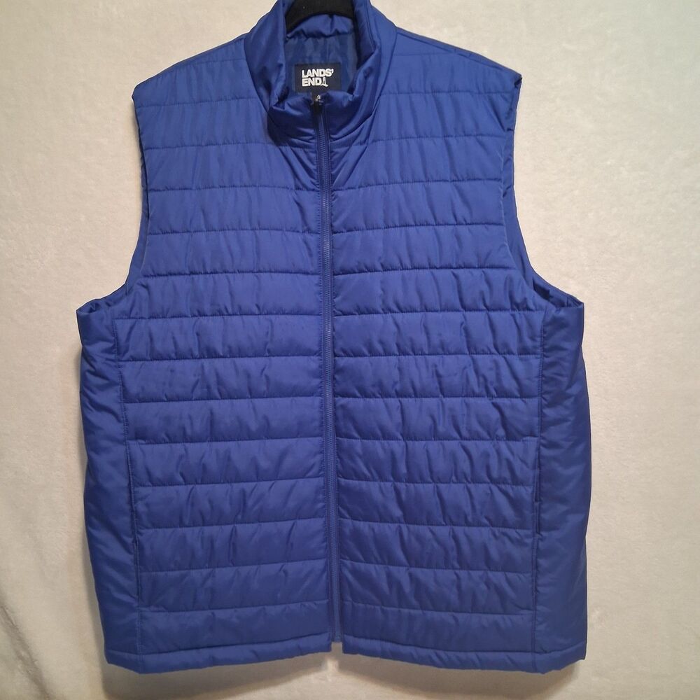 Lands End Men’s XL Puffer Vest Royal Blue Polyester Fill Gorpcore Outdoors Layer